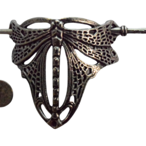 Hair Clip, Stick Barrette, Dragonfly, Pewter