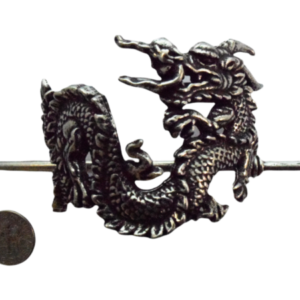 Hair Clip, Stick Barrette, Pearl Dragon, Pewter