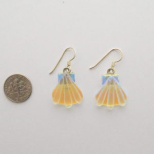 Dichroic Glass Clam Shell Dangle Earrings