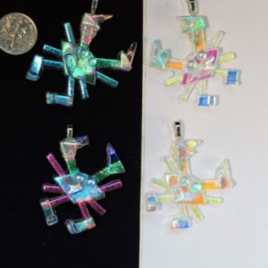Dichroic glass crab pendants