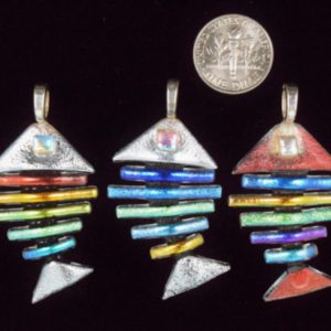 Dichroic Bone Fish Black Spine Large Pendant