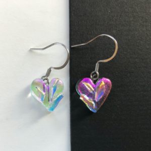 dichroic glass heart earrings