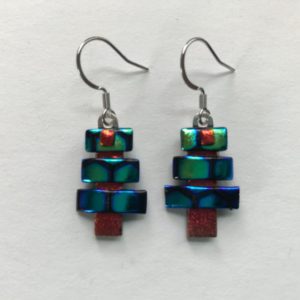 Dichroic glass tree earrings