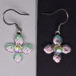 dichroic glass flower earrings