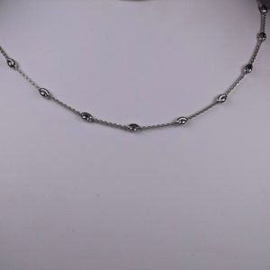 Sterling Silver Diamond cut oval beaded Necklace