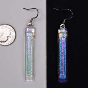 Dichroic glass oblong earrings