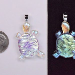 small dichroic glass turtle pendant