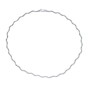 "Silver omega necklace with wave design, isolated on white background for product presentation"