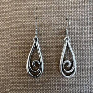 silver waves dangle pewter earrings