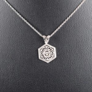 Vintage Style 14K Diamond Filigree Pendant