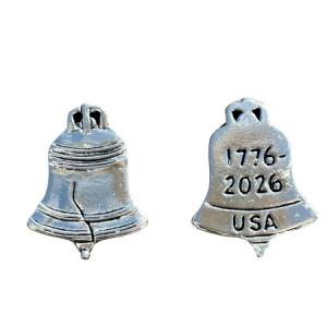 Liberty Bell anniversary pewter pocket tokens front and back display